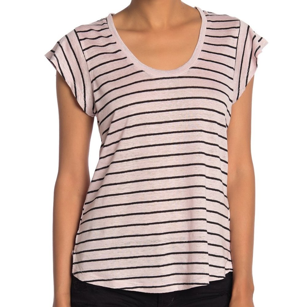 New Sanctuary Ruby Scoop Neck Linen Tee Shirt